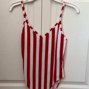 Red and White Striped Bodysuit (Divided- SM)
